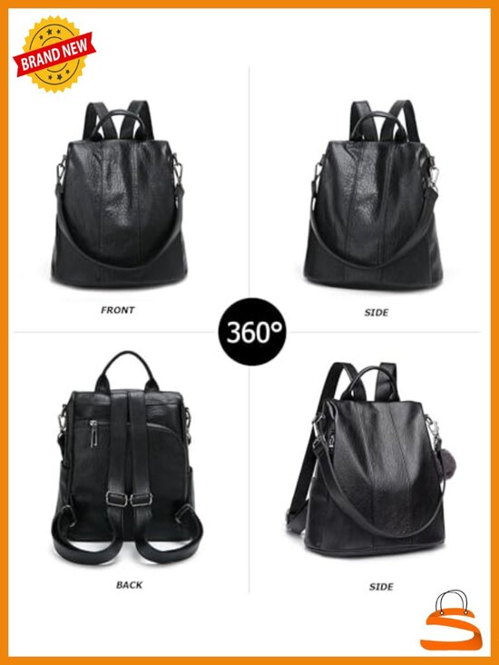 Anti-Theft PU Backpack Purse Convertible Rucksack Travel main image 4